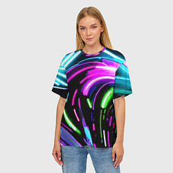 Футболка оверсайз женская Неоновая экспрессивная абстракция, цвет: 3D-принт — фото 2