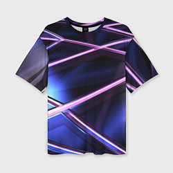 Женская футболка оверсайз Фиолетовая геометрическая абстракция