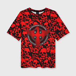 Женская футболка оверсайз Thirty Seconds to Mars skull pattern