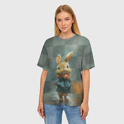 Футболка оверсайз женская Игрушечный зайка, цвет: 3D-принт — фото 2