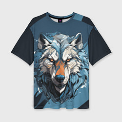 Женская футболка оверсайз Красивый грозный волк