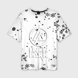 Женская футболка оверсайз Linkin park текстура зима рок