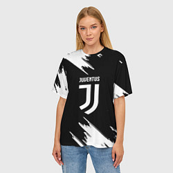 Футболка оверсайз женская Juventus краски текстура, цвет: 3D-принт — фото 2