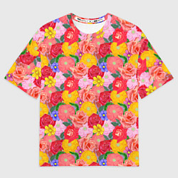 Женская футболка оверсайз Летний цветочный фон