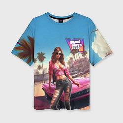 Футболка оверсайз женская GTA 6 girl logo, цвет: 3D-принт