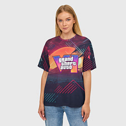 Футболка оверсайз женская GTA 6 logo абстрактный фон, цвет: 3D-принт — фото 2