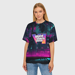 Футболка оверсайз женская GTA 6 logo night Vice city, цвет: 3D-принт — фото 2