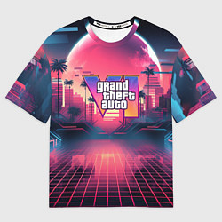 Футболка оверсайз женская GTA 6 logo retro night, цвет: 3D-принт