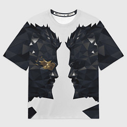 Женская футболка оверсайз Адам Дженсен в отражении deus ex