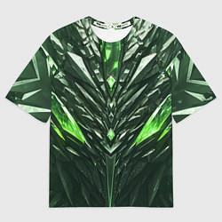 Футболка оверсайз женская Зелёные кристаллы и камень, цвет: 3D-принт