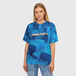 Футболка оверсайз женская Minecraft синие плиты, цвет: 3D-принт — фото 2