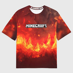 Футболка оверсайз женская Minecraft logo fire, цвет: 3D-принт