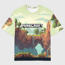 Футболка оверсайз женская Minecraft logo квадратный мир, цвет: 3D-принт