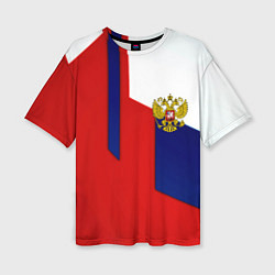 Футболка оверсайз женская Спортивная текстура герб России, цвет: 3D-принт