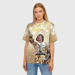 Футболка оверсайз женская Майкл Джексон с эффектом кисти, цвет: 3D-принт — фото 2