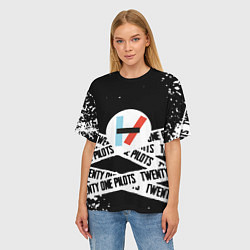 Футболка оверсайз женская Twenty one pilots stripes steel, цвет: 3D-принт — фото 2