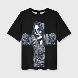 Футболка оверсайз женская Santa muerte cross, цвет: 3D-принт