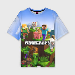 Футболка оверсайз женская Minecraft pixel world, цвет: 3D-принт