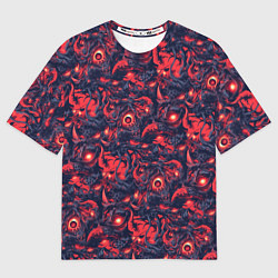 Женская футболка оверсайз Монстры паттерн