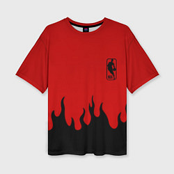 Женская футболка оверсайз NBA огонь спорт текстура