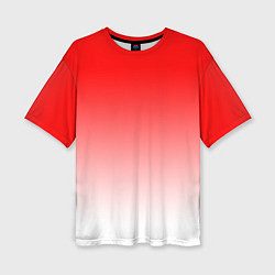 Женская футболка оверсайз Красно белый градиент