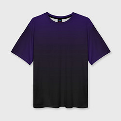 Женская футболка оверсайз Фиолетово-чёрный тёмный градиент