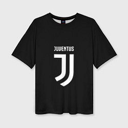 Футболка оверсайз женская Juventus sport fc белое лого, цвет: 3D-принт