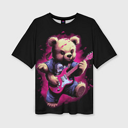 Футболка оверсайз женская Плюшевый медведь музыкант с гитарой, цвет: 3D-принт
