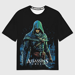 Футболка оверсайз женская Assassins creed персонаж нарисован на черном, цвет: 3D-принт