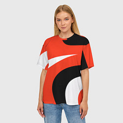 Футболка оверсайз женская Геометрические волнистые абстрактные волны белые к, цвет: 3D-принт — фото 2