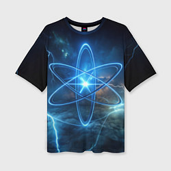 Женская футболка оверсайз Светящийся атом и молнии