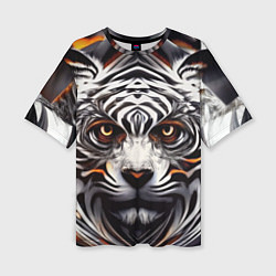 Женская футболка оверсайз Абстракция: тигр