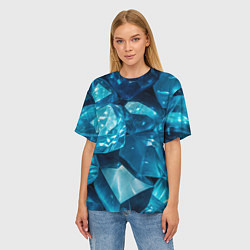 Футболка оверсайз женская Голубой камень апатит - текстура, цвет: 3D-принт — фото 2