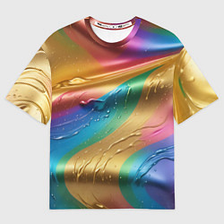 Футболка оверсайз женская Жидкий радужный металл, цвет: 3D-принт