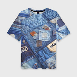 Футболка оверсайз женская Vanguard jeans patchwork - ai art, цвет: 3D-принт