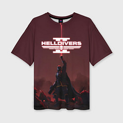 Женская футболка оверсайз Helldivers 2 Адский десантник