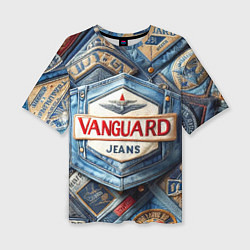 Женская футболка оверсайз Vanguard denim patchwork - ai art