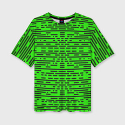 Футболка оверсайз женская Чёрные полосы на зелёном фоне, цвет: 3D-принт