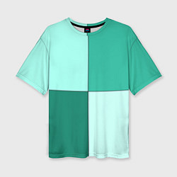 Женская футболка оверсайз Геометричный зелёный и мятный