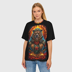 Футболка оверсайз женская Русский военный медведь солдат, цвет: 3D-принт — фото 2