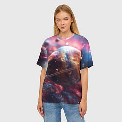 Футболка оверсайз женская Объемный космос и планеты, цвет: 3D-принт — фото 2