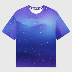 Женская футболка оверсайз Синий космос и звезды