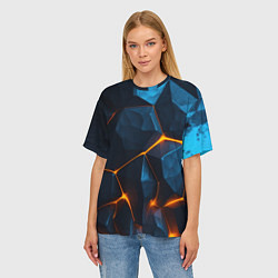 Футболка оверсайз женская Разлом плит с оранжевым свечением, цвет: 3D-принт — фото 2