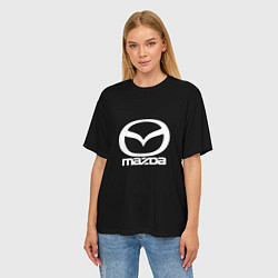 Футболка оверсайз женская Mazda logo white, цвет: 3D-принт — фото 2