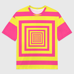 Женская футболка оверсайз Желтые квадраты трансформация