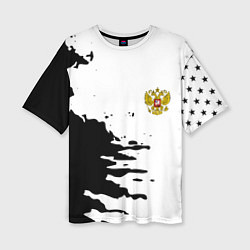 Женская футболка оверсайз Россия герб звёзды в красках