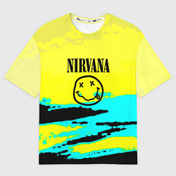 Футболка оверсайз женская Nirvana краски кислотные, цвет: 3D-принт