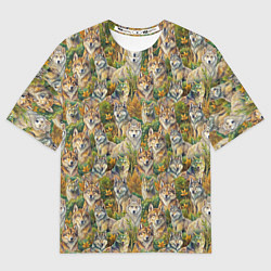 Футболка оверсайз женская Паттерн волчьих морд, цвет: 3D-принт