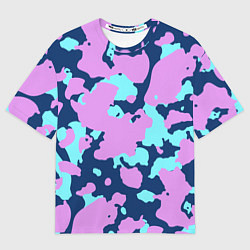 Футболка оверсайз женская Паттерн с сиреневыми и голубыми пятнами, цвет: 3D-принт