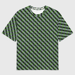 Женская футболка оверсайз Чёрно-зелёный текстурированные полосы